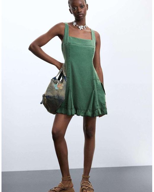 Desigual Green Short Lyocell Dress