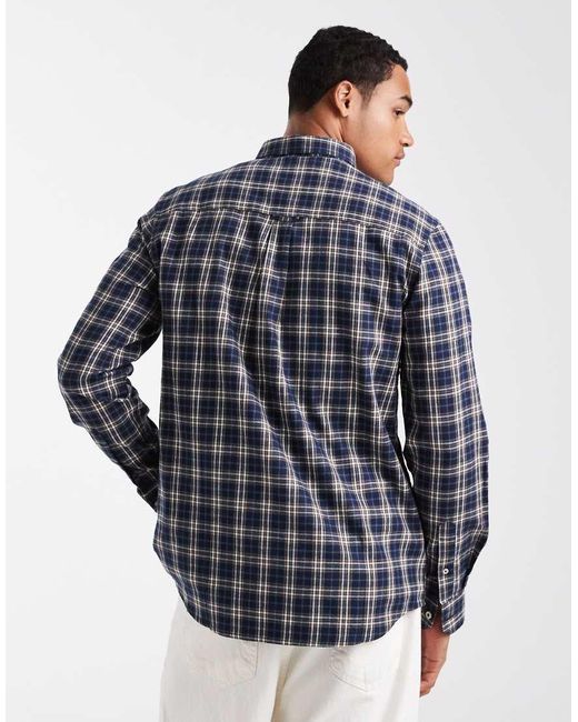 Camisa A Cuadros De Franela De Algodón De Threadbare de hombre de color Blue