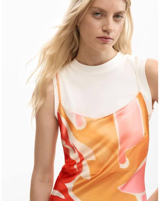 Desigual White 2-In-1 Dress With Straps