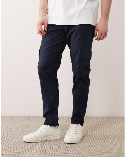 ASOS White Tapered Cargo Pants for men