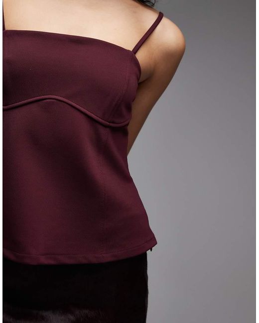 ASOS Purple Slinky Twill Curved Bust Cami Top