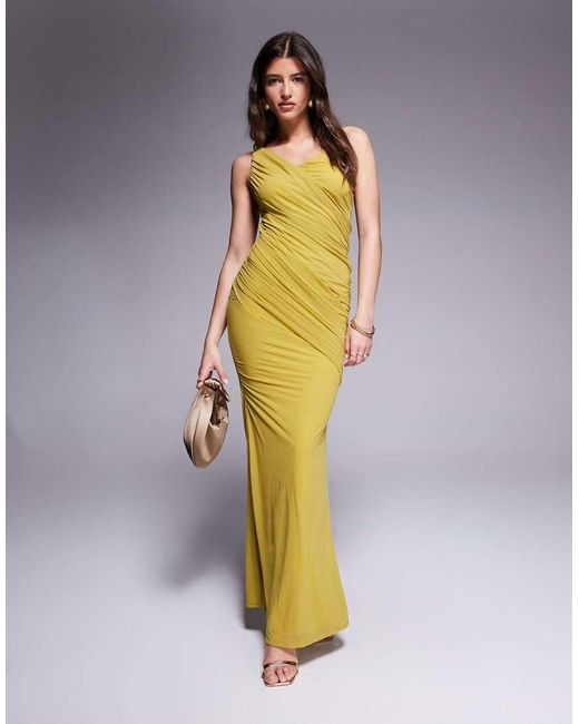 ASOS Blue Stretch Chiffon Knot Drape Maxi Dress