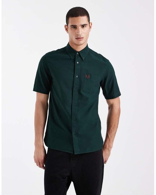 Fred Perry Green Oxford Logo Shirt for men