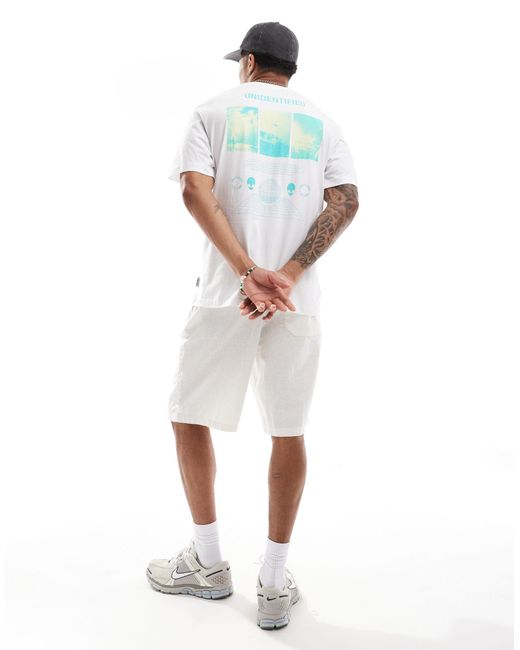 T-shirt oversize bianca con stampa "unidentified" sulla schiena di Only & Sons in White da Uomo