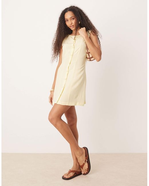 ASOS Natural Linen Blend Button Though Mini Dress