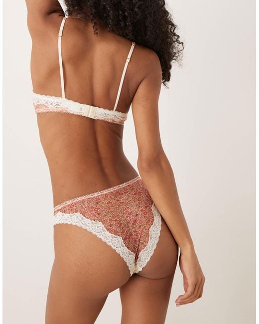 ASOS Multicolor Georgie Mesh High Leg Brazilian With Lace Trim