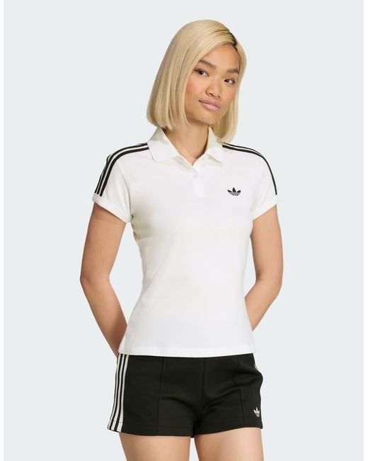 Adidas Originals White 3-Stripes Polo