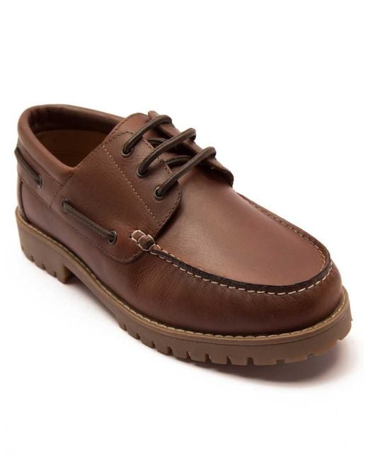 Thomas Crick Brown 'Cape' Leather Casual Lace-Up Boat Shoes for men