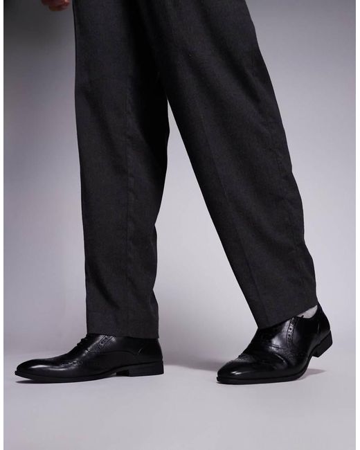 Schuh Black Row Lace Up Derby Shoes With Broguing for men