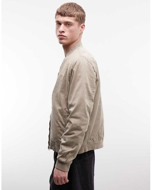 AllSaints Natural Forres Zip Through Logo Bomber Jacket for men