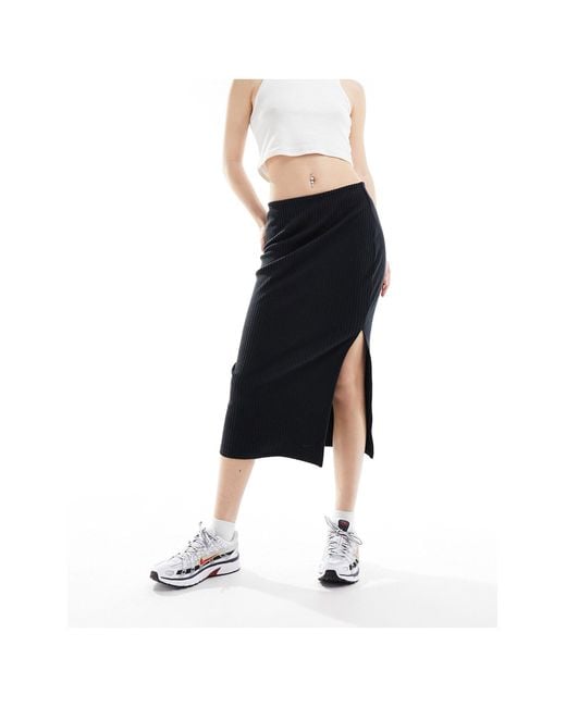 Nike White Ribbed Midi Skirt