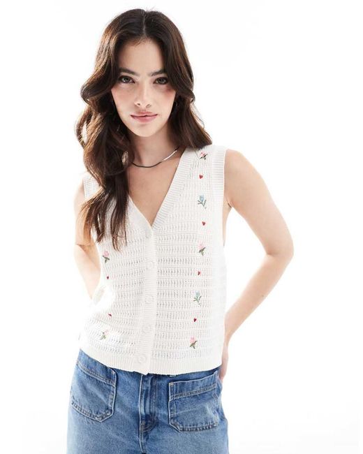 Cotton On White Cotton On Button Down Vest