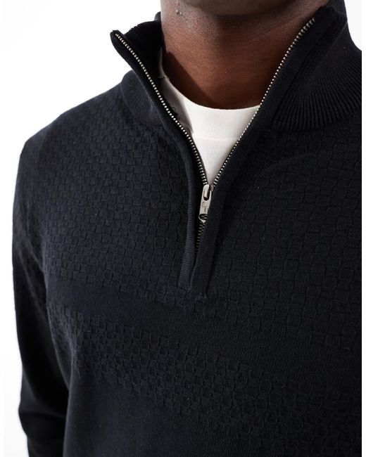 Pull à col zippé Threadbare pour homme en coloris Blue