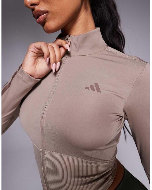 Adidas Originals Gray Adidas Training Hyperglam Rib Zip Jacket