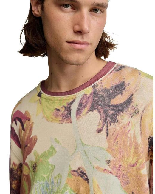 Desigual Green Gaugin Printed Sweater for men