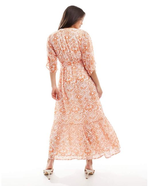Lovedrobe Pink Faux Wrap Kimono Sleeve Midaxi Dress