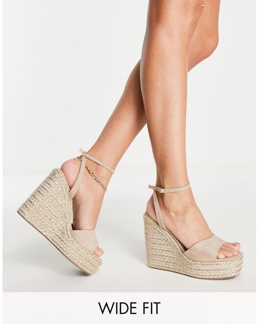 ASOS Wide Fit Tasha Espadrille Wedges in Natural | Lyst Canada