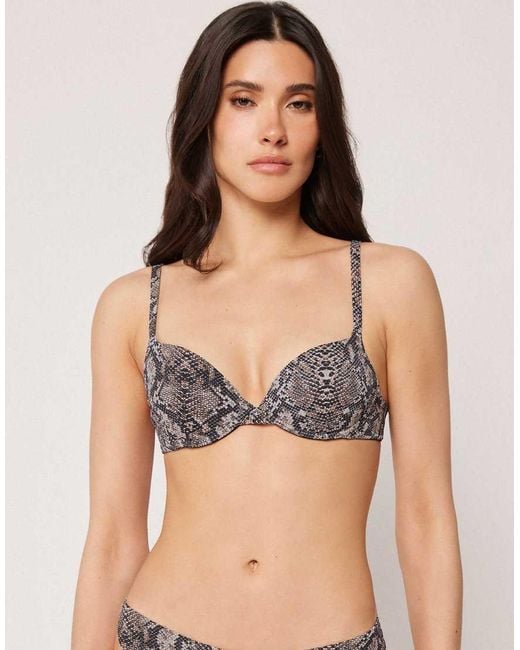 Calzedonia Black Push-Up Bikini Top Classic Snake