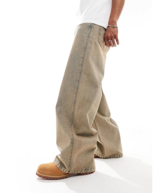 ASOS Natural Super Baggy Fit Jeans for men