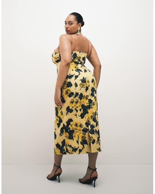 ASOS Metallic Asos Design Curve Cotton Sateen Cami Maxi Sundress With Bust Detailing