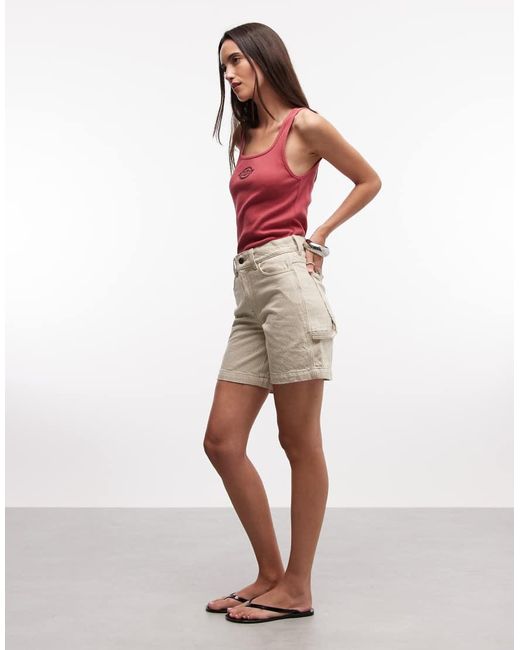 Dickies Red 7 Inch Hickory Striped Carpenter Shorts
