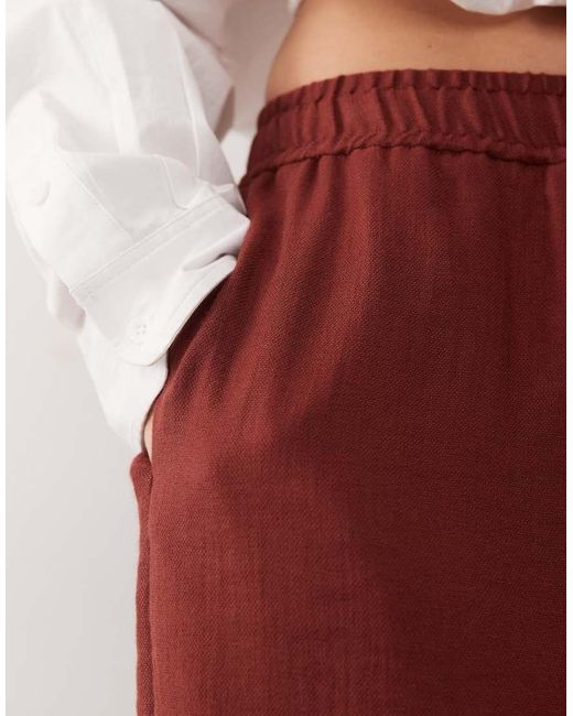 Mango Red Tie Waist Flowy Trouser