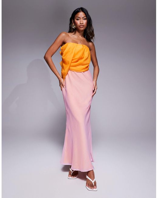 ASOS Multicolor – trägerloses, drapiertes maxikleid