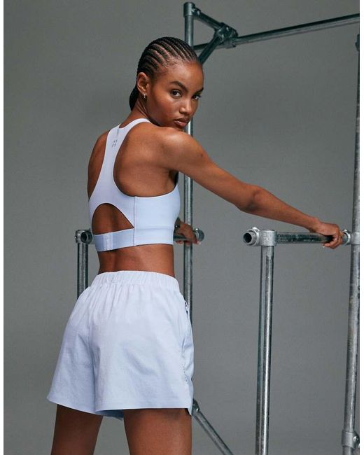 4505 Gray Premium High Impact Zip Front Running Sports Bra With Adjustable Straps And Reflective Detail