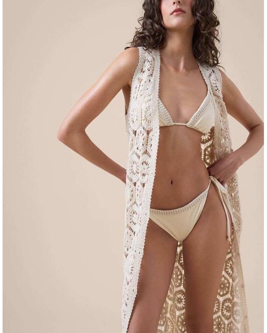Calzedonia Natural Crochet Maxi Gilet