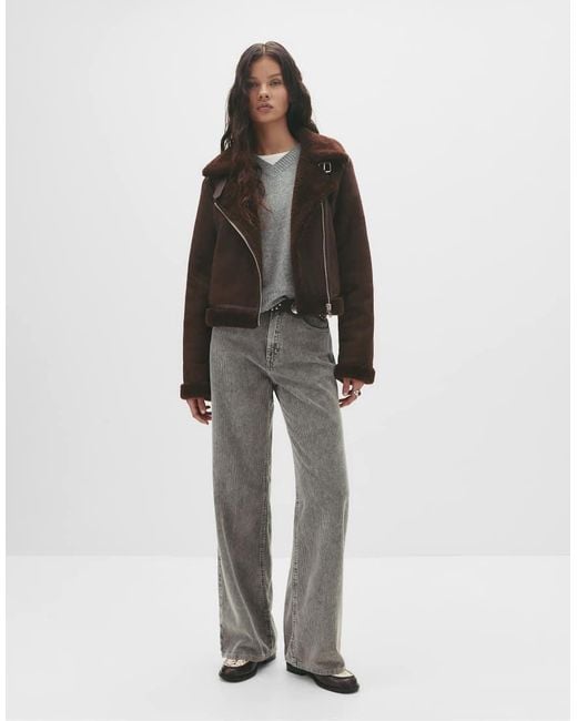 Giacca Corta Double-Face Color Cioccolato di Pull&Bear in Brown