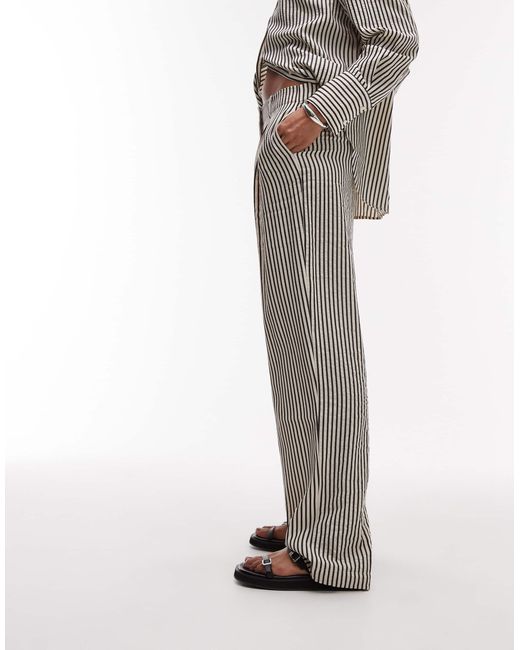 Mango Gray Elasticated Waist Staight Leg Stripe Trouser Co-ord