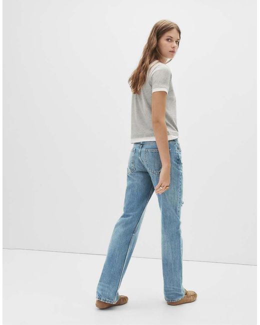 Pull&Bear Blue Mid-waist Straight-leg Jeans