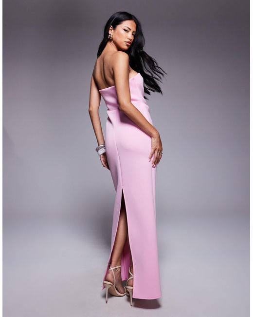 ASOS Purple – trägerloses, strukturiertes maxikleid aus neoprenartigem stoff