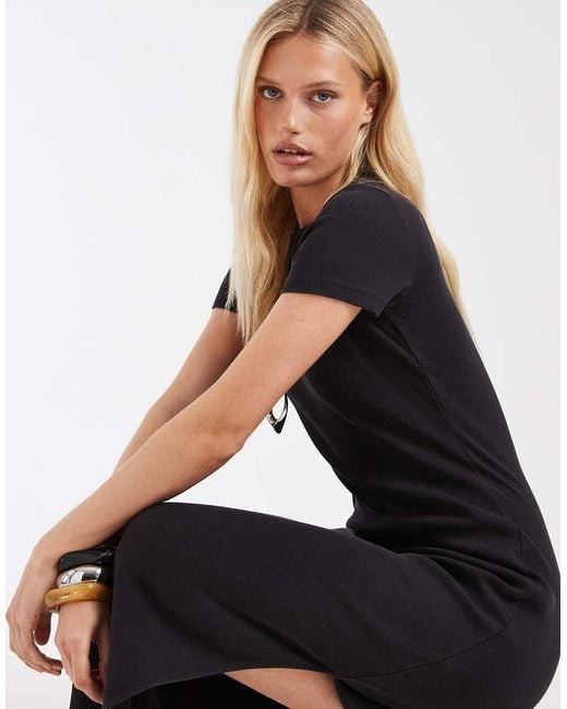 & Other Stories Black Jersey Maxi Dress