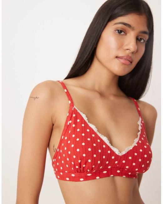 Abercrombie & Fitch Red Pointelle Bralette Co-ord