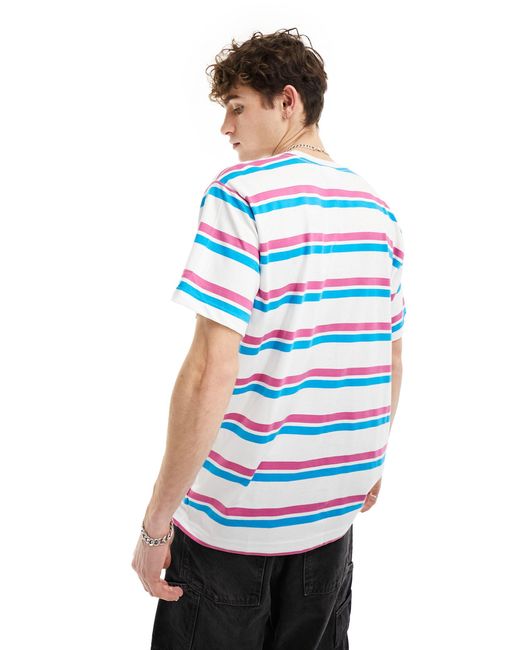 Camiseta a rayas multicolor Obey de hombre de color White