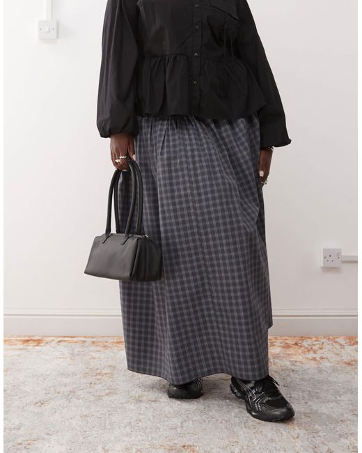 Collusion Black Plus Drop Waist Print Maxi Skirt