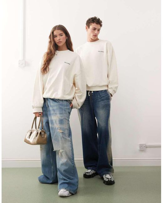 Collusion Recht Sweatshirt Met Logoprint in het Natural