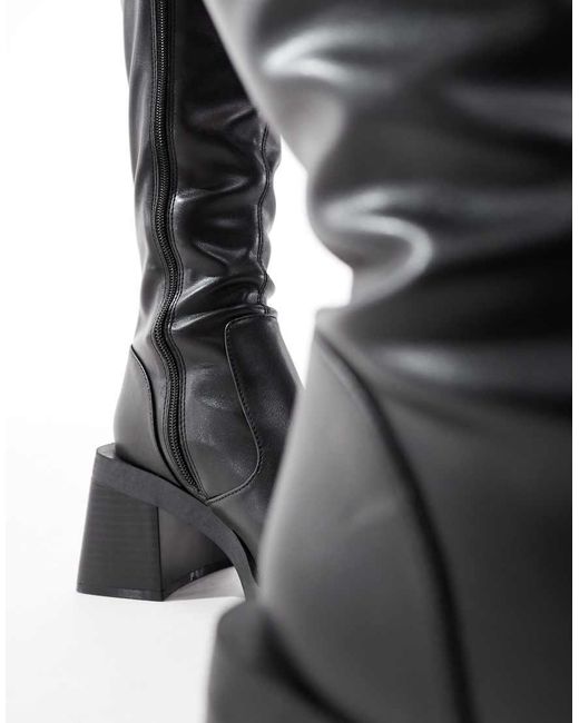 ASOS Black Wide Fit Charlotte Heeled Knee Boots