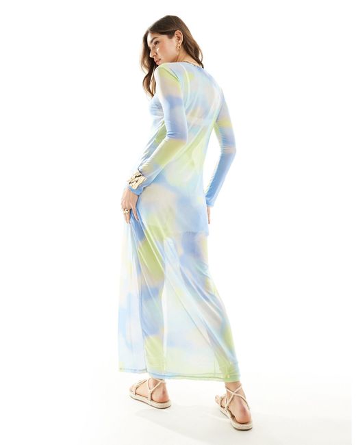 Vero Moda Blue Mesh Maxi Kimono