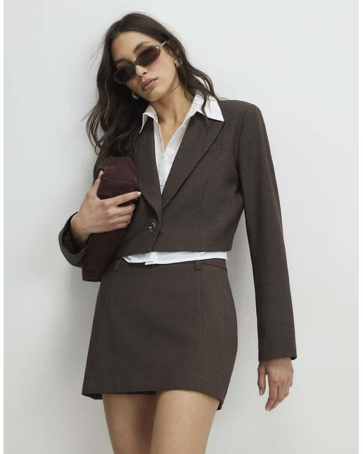 River Island Gray Hybrid Cropped Blazer