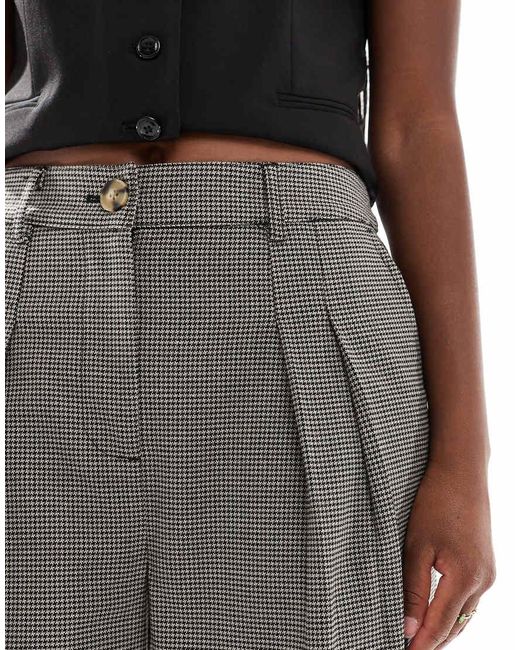 New Look Gray Check Barrel Leg Trousers