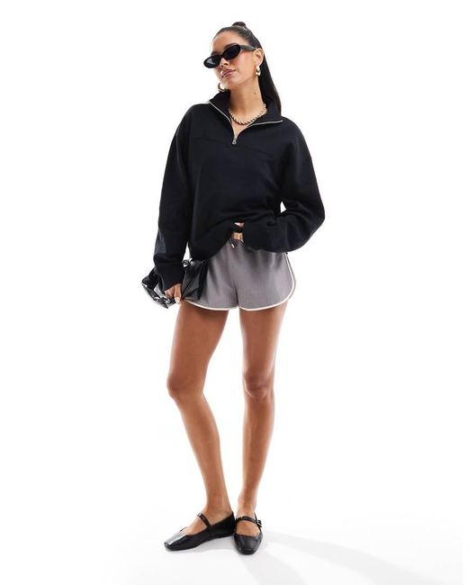 ASOS Black Funnel Neck Half Zip Sweatshirt