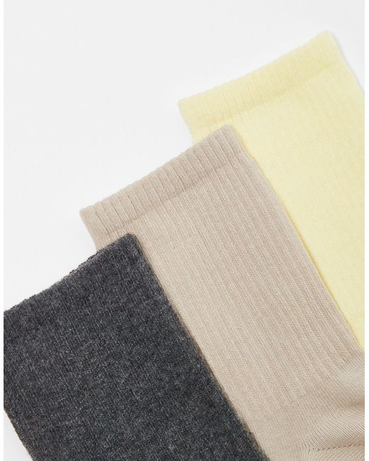 ASOS White 3 Pack Rib Ankle Socks