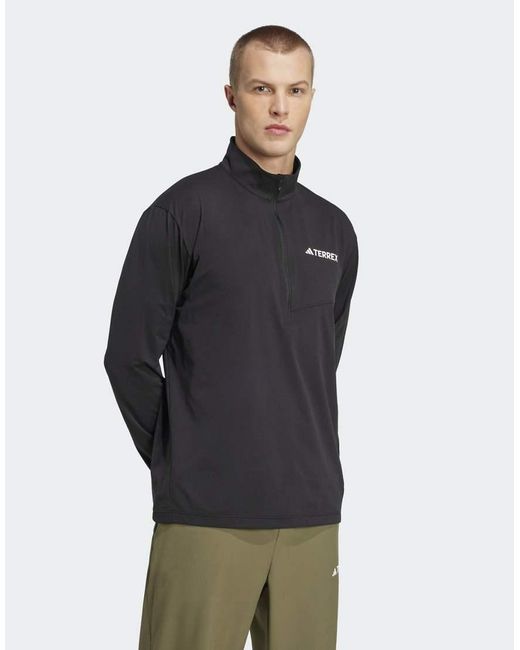 Adidas Black Terrex Multi Climacool 1/2 Zip Long Sleeve Tee for men