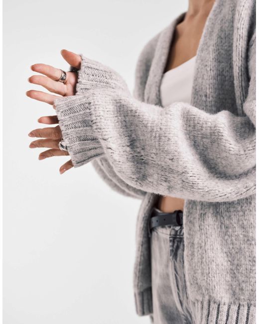 ASOS Gray Chunky Oversized Edge To Edge Cardigan