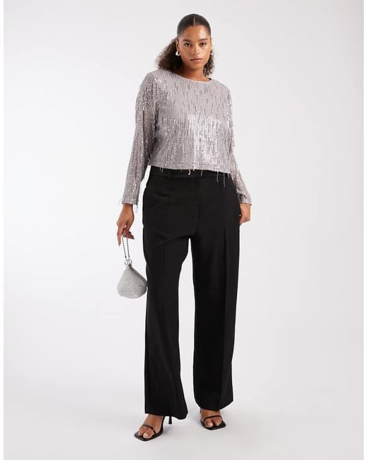 ONLY Gray Sequin Detail Crop Top