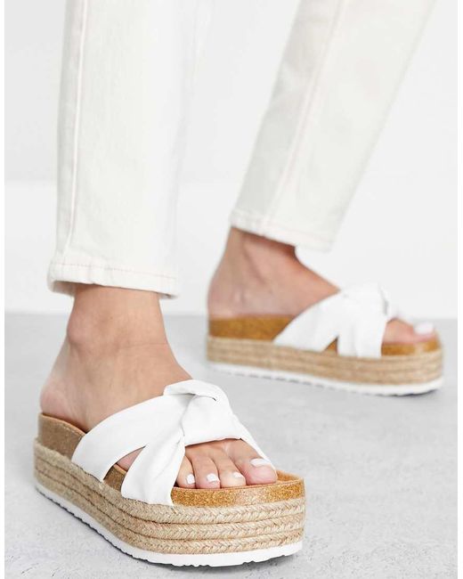 ASOS White Teegan Knotted Flatform Sandals