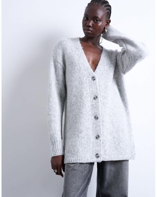 TOPSHOP White Knitted Longline Easy Cardigan