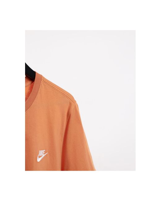 Nike Club T-shirt in Orange for Men 